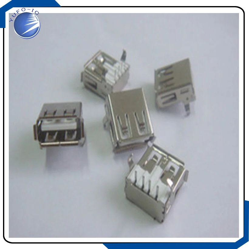 10PCS/LOT  Type USB-A interface base 90 degree bending A female USB socket curved needle type USB-A interface socket