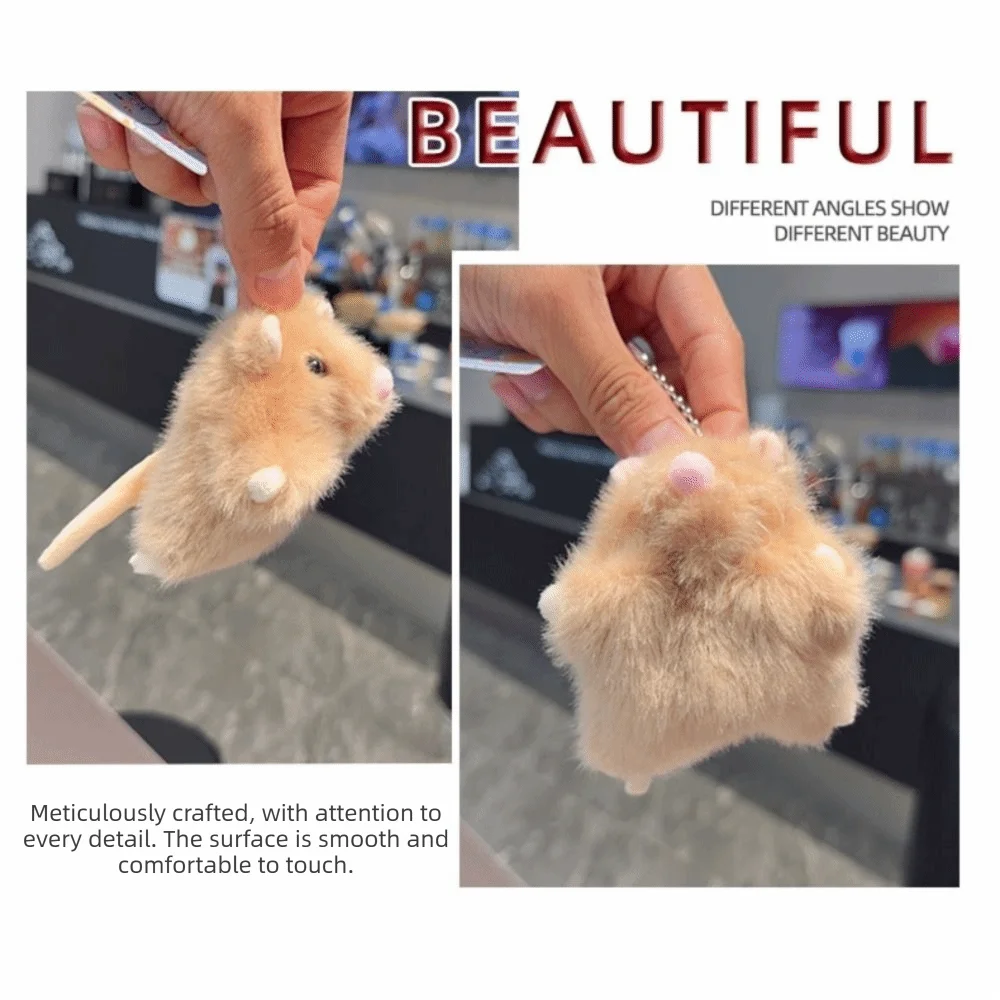 Soft Fabric Bean Bag Hamster Pendant Bag Charm Stuffed Animal Fluffy Mouse Keychain Backpack Kawaii Rat Boys Girls