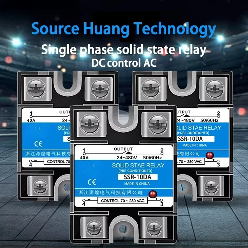SSR-10DD / 25DD / 40DD Single Phase DC Controlled DC SSR Single Phase Solid State Relay with Plastic Dust Cover Heat Sink 220V