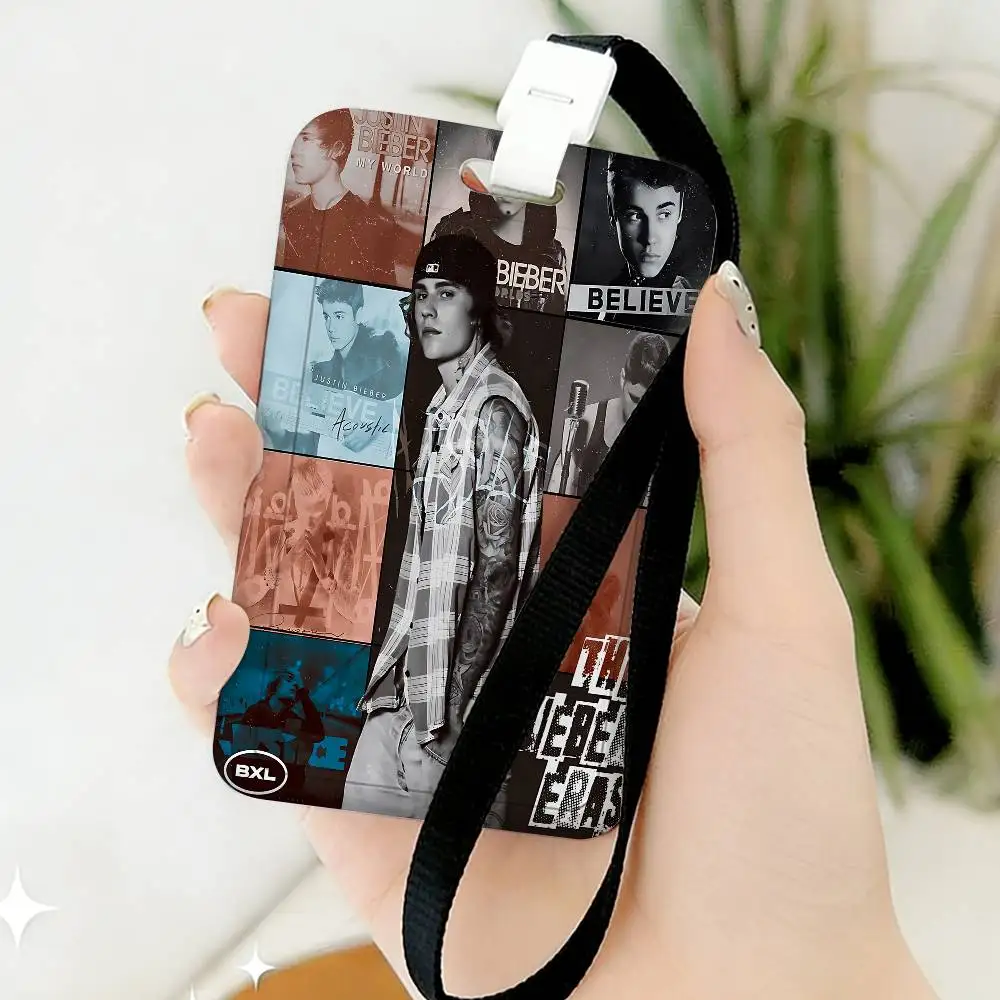 Singer J-Justin B-Bieber Unisex Card Cover Women Lanyard Work ID