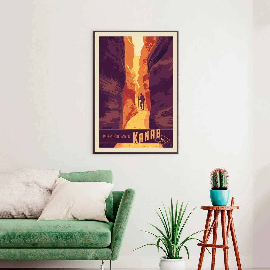 ملصق كين كاونتي يوتا، طباعة سفر بيكابو كانيون، هدايا المشي لمسافات طويلة لمحبي السفر، فن جداري مؤطر عتيق، ديكور منزلي