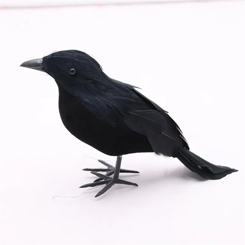 Simulation Crow Decoration Funny Halloween Black Crow Props Simulation Flocking Crow Party Supplies Decoration Party Supplies