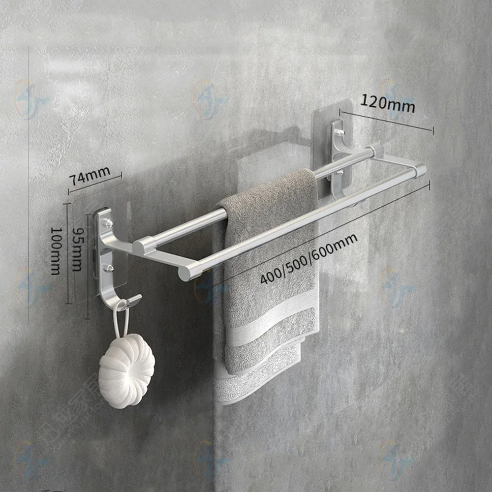 Ponsvrij handdoekenrek Home Patch Bar Mat Zilver Ruimte Aluminium Wandgemonteerde kleerhanger Toiletopslag Badkamerhouder