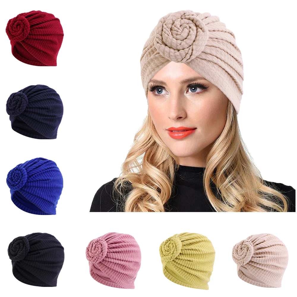 Muzułmańskie kobiety Turban Hidżab Top Twist Knot Headwrap Cover Beanie Chemo Cap Nakrycie głowy Solid Color India Hat Akcesoria do włosów Mujer