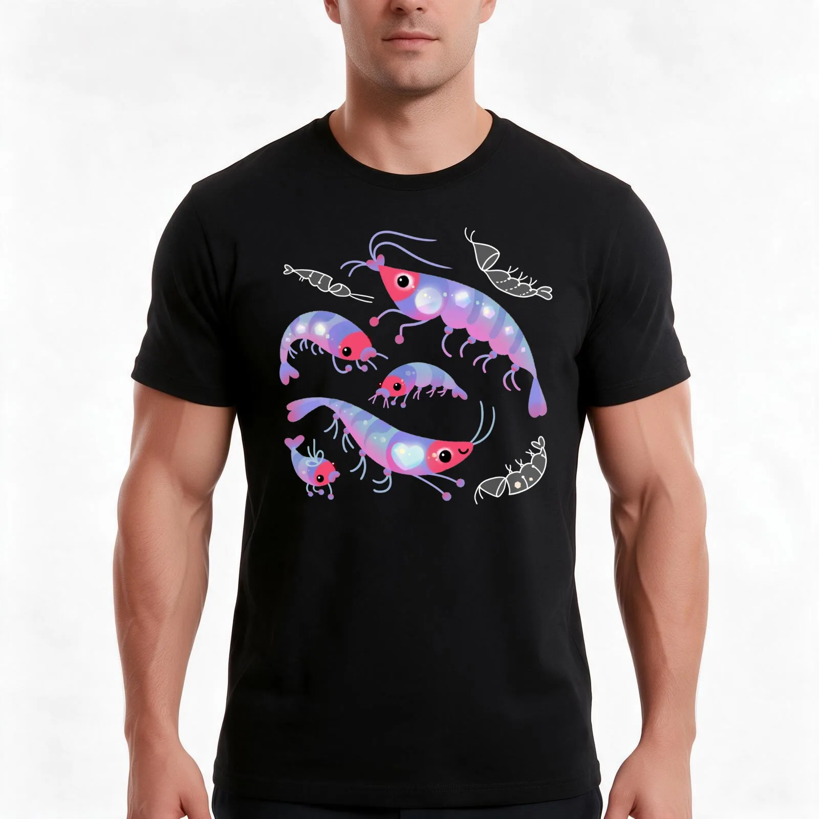 Krill - dark T-Shirt, Summer Casual Cotton Tee, Oversized Streetwear Tops, Vintage Graphic Print, Loose Fit Short Sleeve