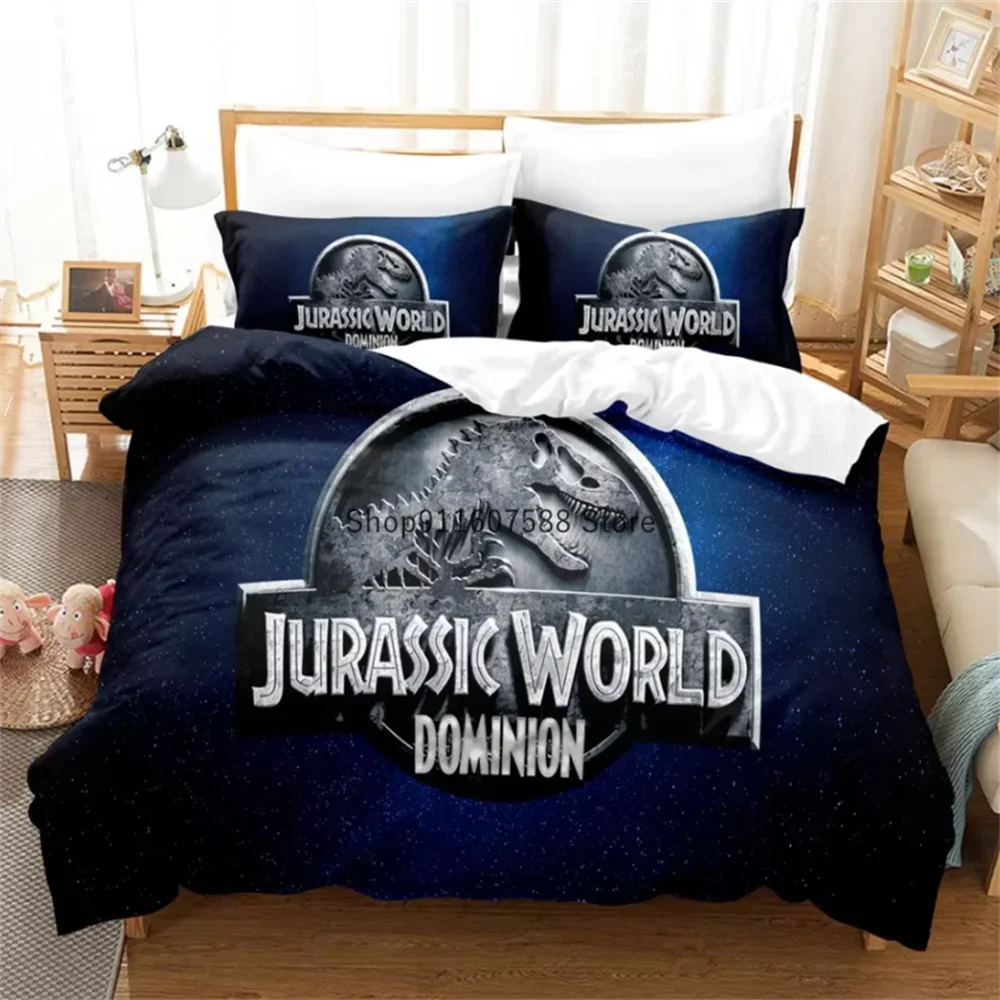 Red Jurassic Park Bedding Set Cartoon Home Textiles For Kids Bed Set Comforter Cover Bedroom Set Queen Dinosaur Duvet Cover