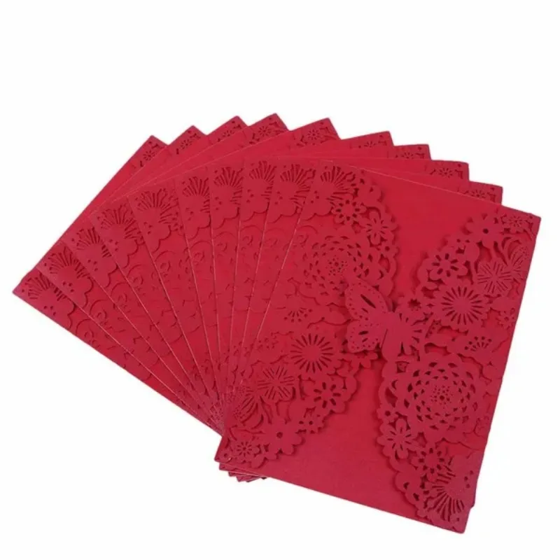 10pcs/pack Butterfly 3D Invitation Card Flower Wedding Cards Debut Invitations Birthday Laser Cut Party Cards 5x7in 5R Size