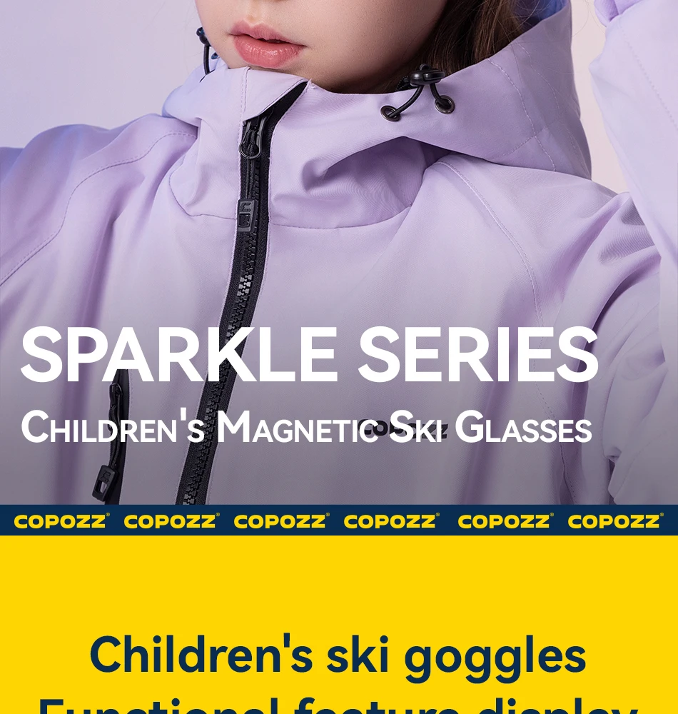 COPOZZ Magnetische Kinder-Skibrille für Kinder, UV400, Antibeschlag-Maskenbrille, Mädchen und Jungen, Snowboardbrille mit personalisierten Trägern – Detail 2