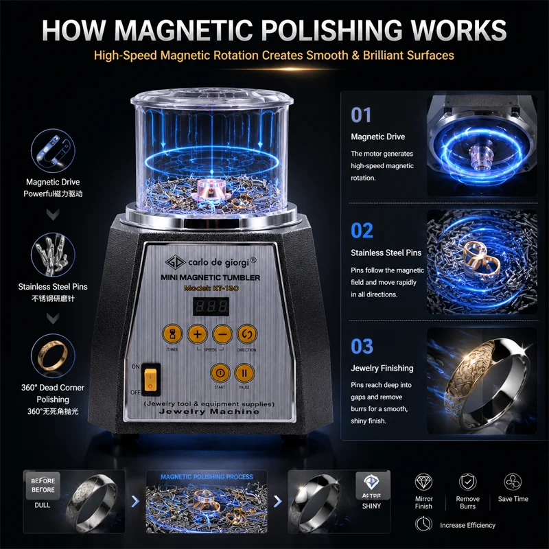PHYHOO Mini Magnetic Tumbler K - Jewelry Magnetic Tumbler Polisher Pin 评论和价格