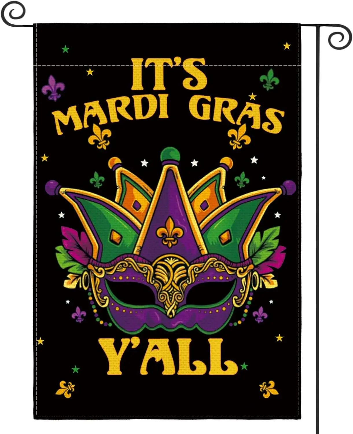 AVOIN colorlife Its Mardi Gras Yall Garden Flag 12x18 Inch Vertical Double Sided, Masquerade Mask Holiday Party Yard Outdoor Dec