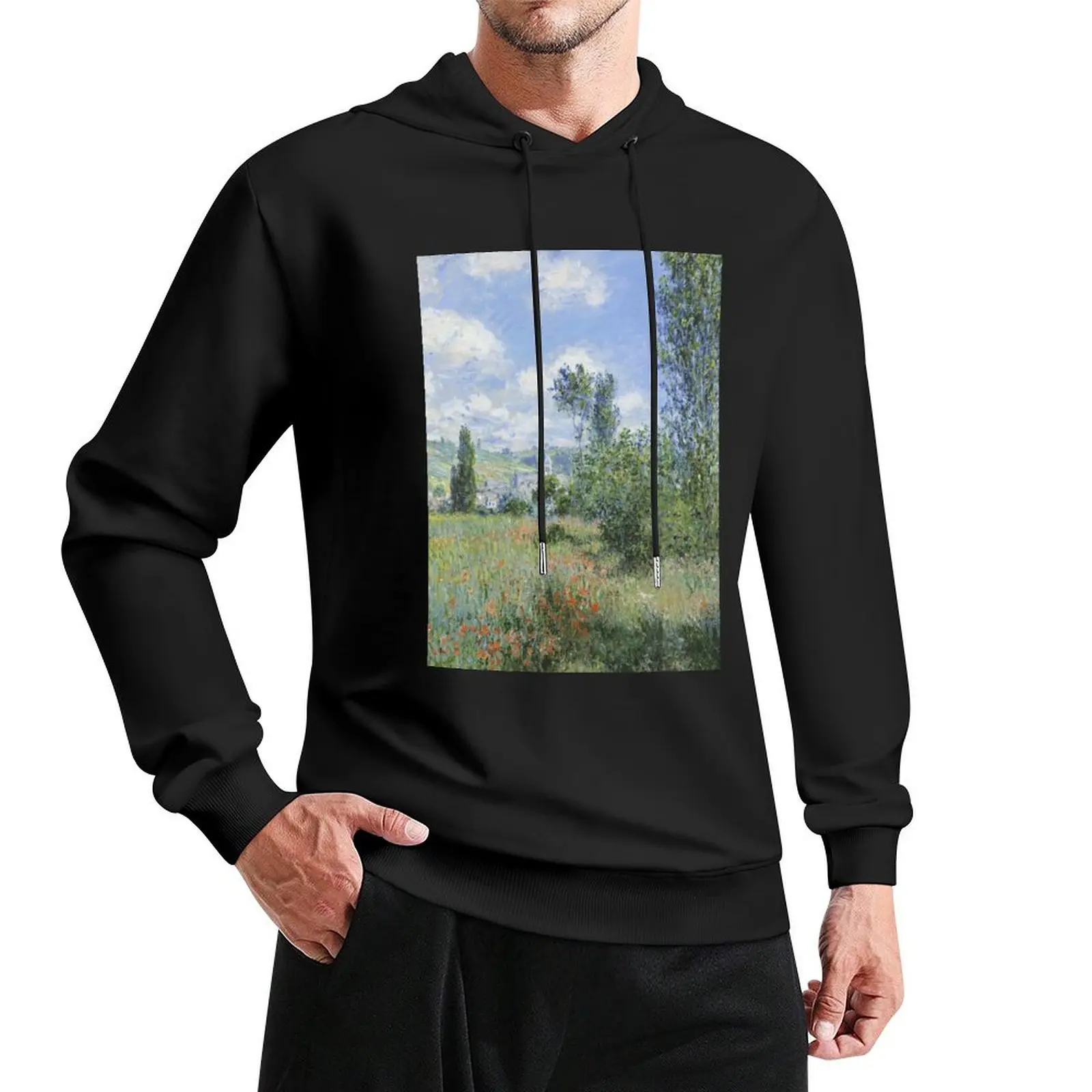 Claude Monet - View of Vétheuil (Vue de Vétheuil) (1880) Pullover Hoodie autumn new products hooded shirt men clothes hoodie men