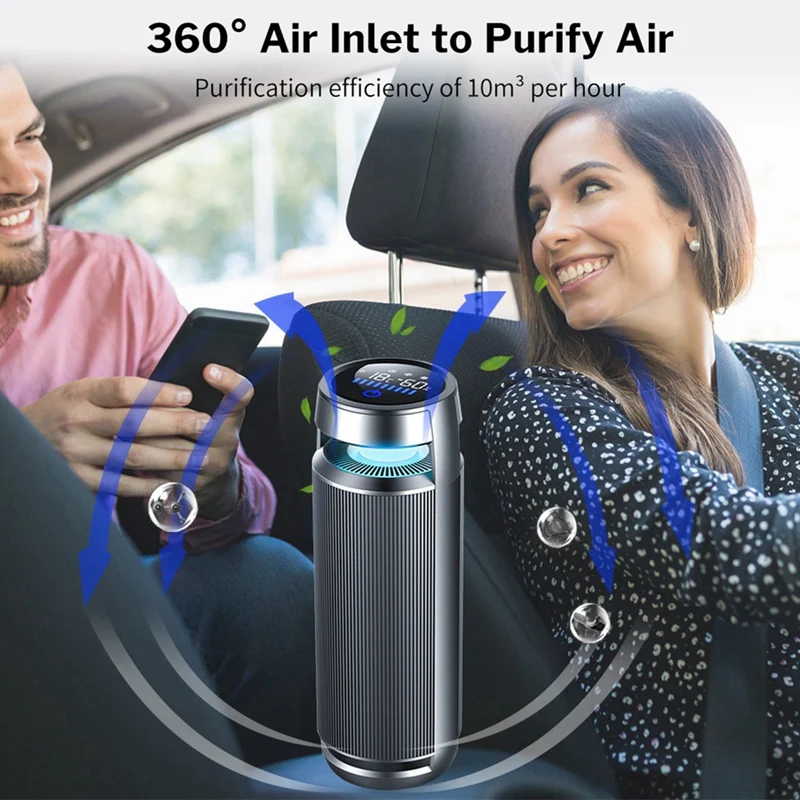 Car Air Purifier With TRUE HEPA Filter For 12V Automotive Clean Ionic Remove Odors