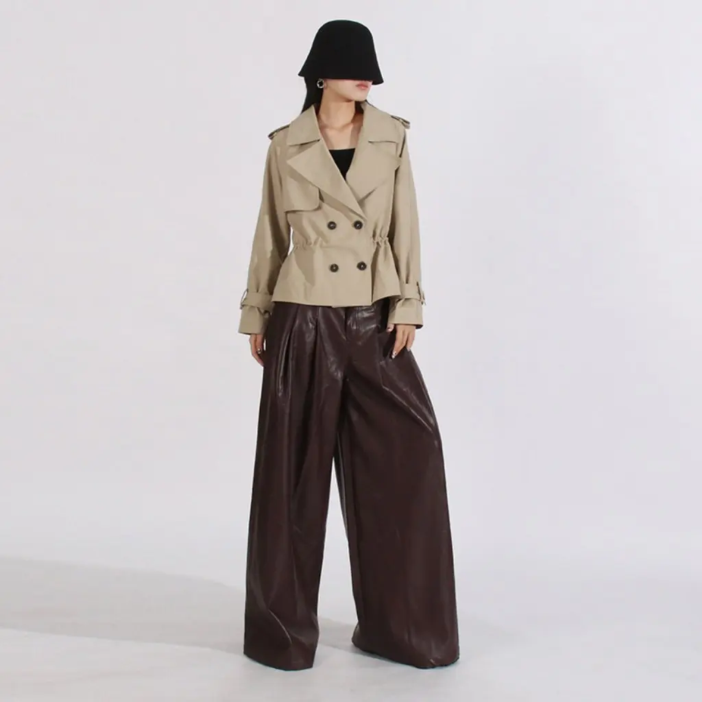 

Women's Trendy Short Windbreaker Jacket British Street Style High-End Splicing Pure Color Loose Fit Autumn Fashion