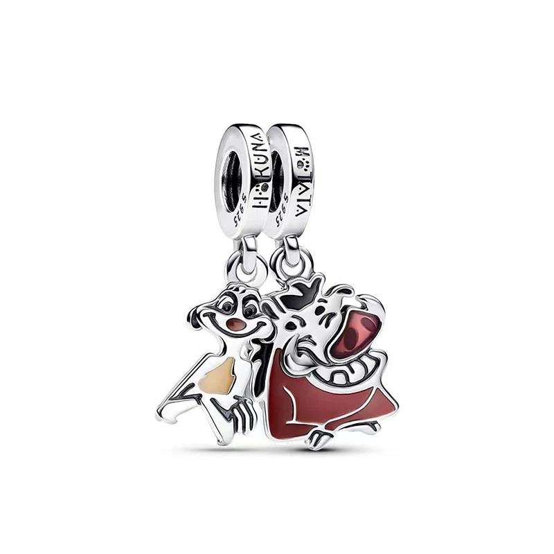 2024 New in The Lion King 2-in-1 Charms Beads Fits Pandora Original Bracelet For Women 925 Silver Charms Fine DIY Jewelry Gifts