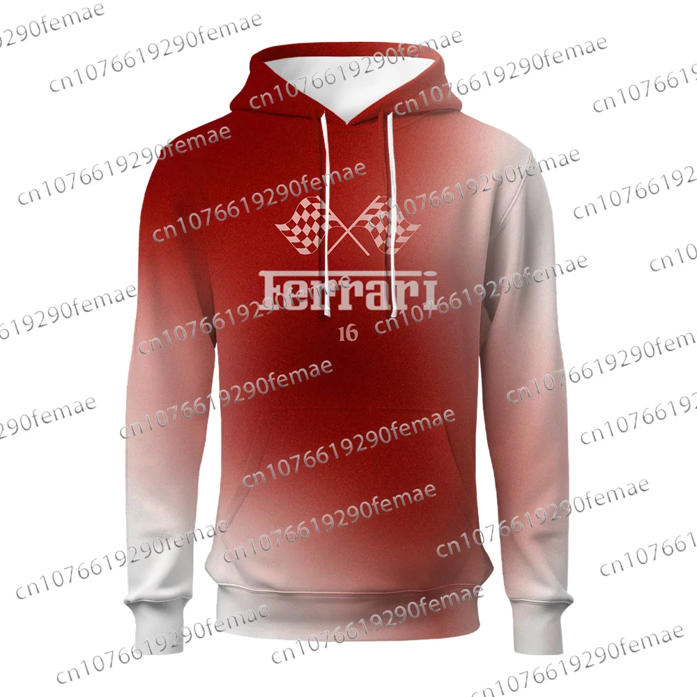 

Italian Classic Racing F1 Printed Pattern Long Sleeved Hooded Sweatshirt For Daily Street Racing Fans, Comfortable Top