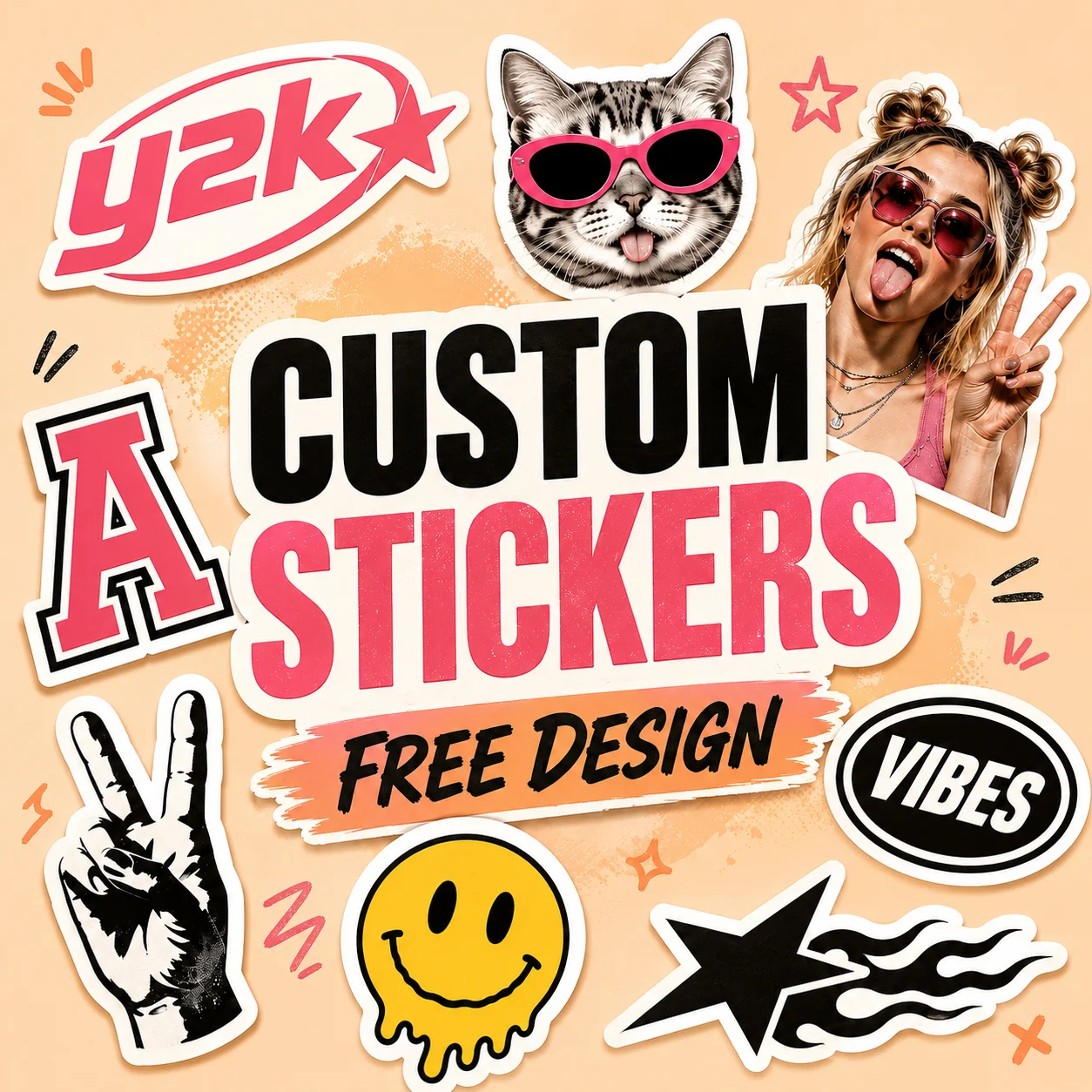 Custom Die‑Cut Stickers Personalized Photo Logo Text Waterproof PVC Sticker Custom Shape Decals Laptop Water Bottle DIY Decor