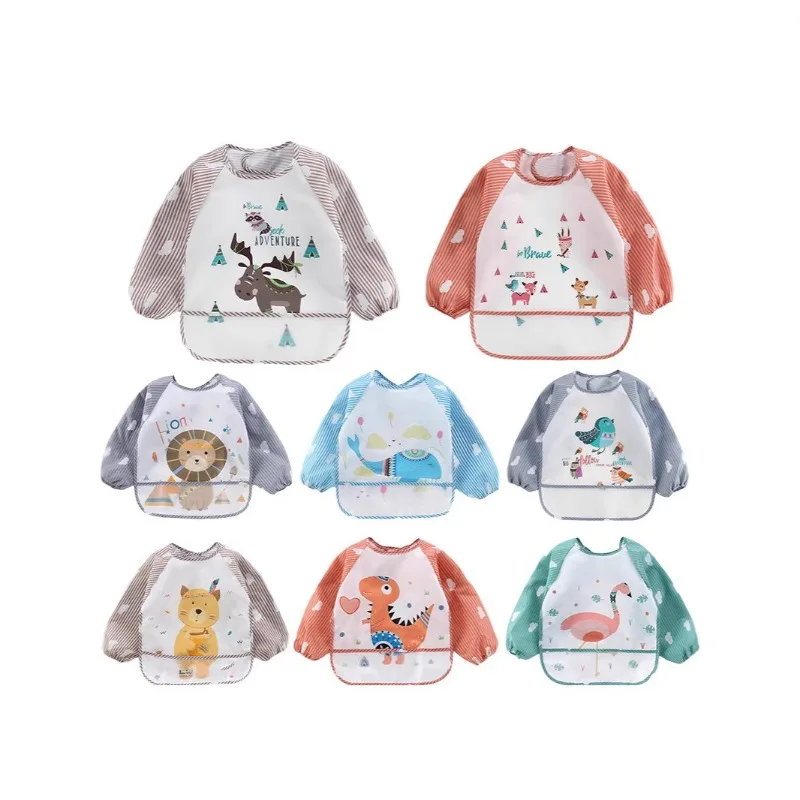 

Детский шарф с длинными рукавами, водонепроницаемый художественный халат для малышей, фартук для кормления, карманный фартук для маленьких мальчиков и девочек, тканевые нагрудники-бананы для детей от 1 до 3 лет