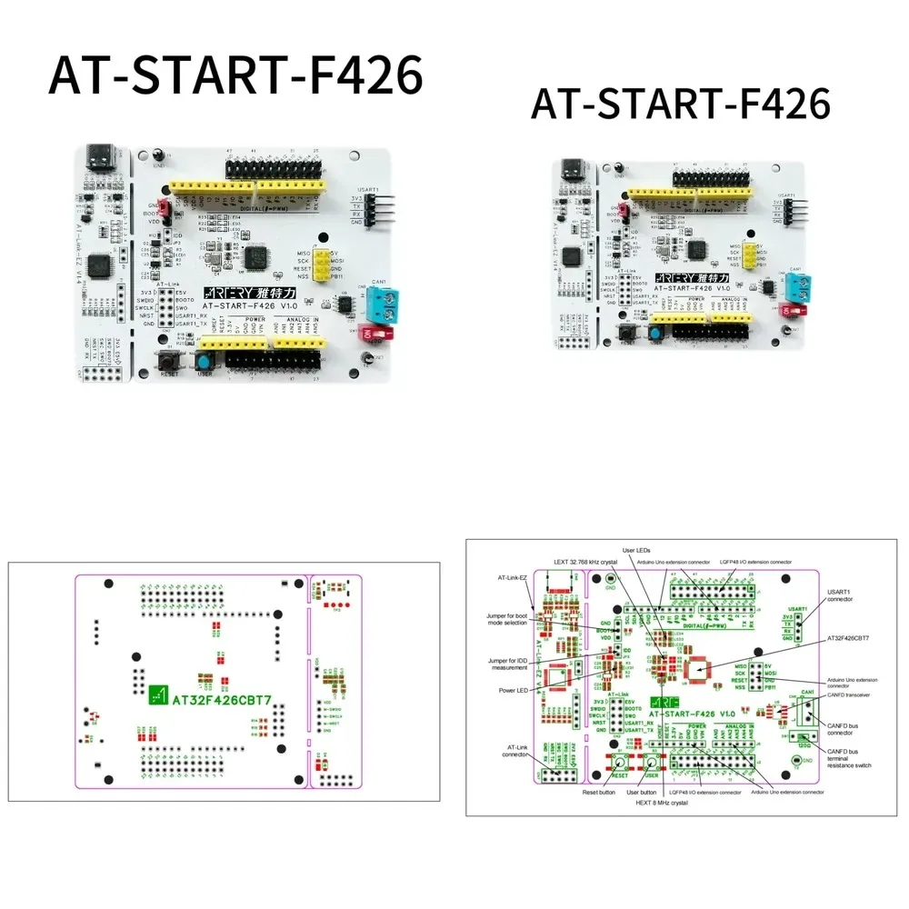 Carte de développement ARTERY AT-START-F426 avec débogueur AT-Link intégré et microcontrôleur AT32F426CBT7
