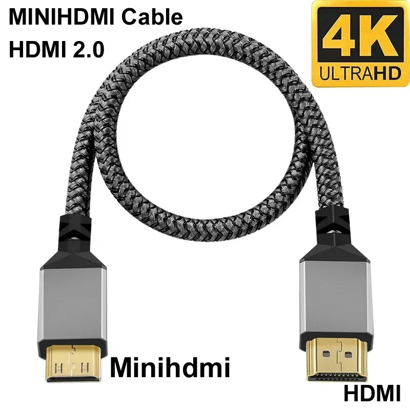 4K @ 60Hz Nylon Vlecht Hd Compatibel V2.0 Hdmi Naar Mini Hdmi Minihdmi Extensie Mannelijke Naar Mannelijke Stekker Kabel 1M/1.5M/2M/3M/5M/10M Hdtv