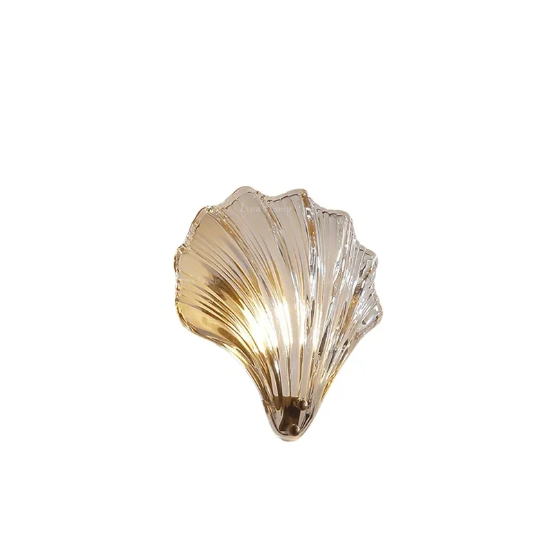 

Shell wall lamp all copper light luxury living room background wall bedside personalized creative bedroom copper