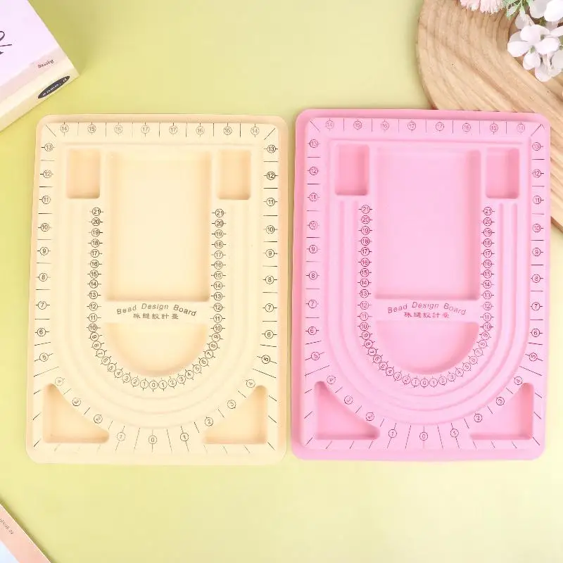 U Shape Bead Design Board With Scale Anti Slip Jewelry Making Tray DIY Beading Layout Plate For Bracelet Necklace Crafts