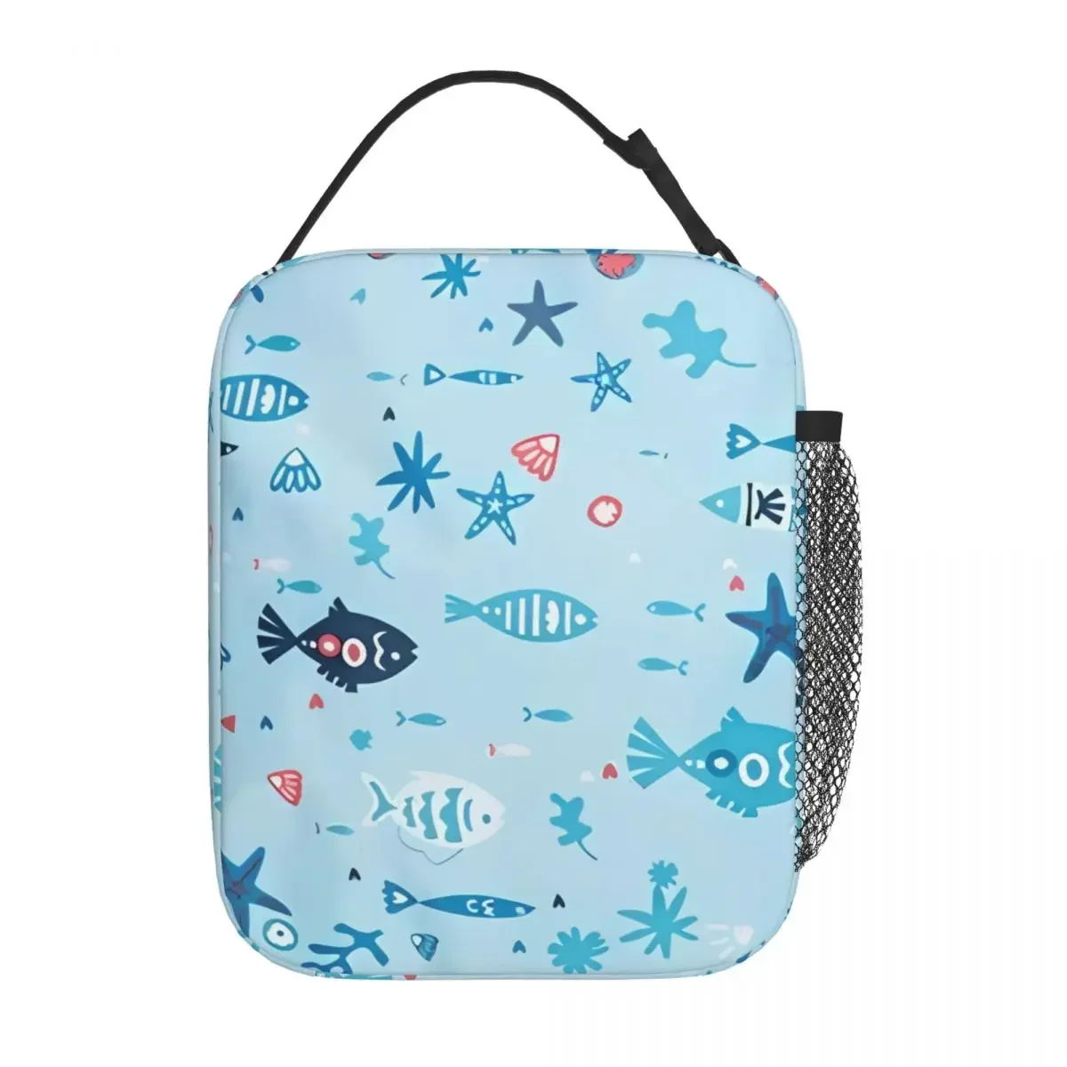 

Fish Portable Lunch Box For Men Travel Sea Aniaml Cooler Bag Cute Oxford Thermal Tote Handbags Xmas Gift