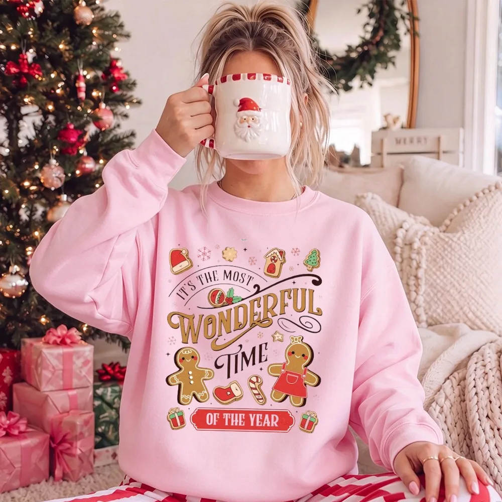 It's The Most Wonderful Time of The Year Gingerbread Man Christmas Crewneck Sweatshirt Cute Xmas Cookie Candy Cane Sweatshirt