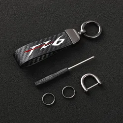Carbon Fiber Textured Leather Keychain Ultra HD Printing For yamaha fz6 Keychain Motorcycle Accessories