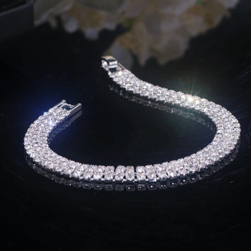 Luxury Full Rhinestone Bracelet Hand Jewelry for Women Charm Chain Bracelets Bangles Statement Wedding Jewelry Accessories