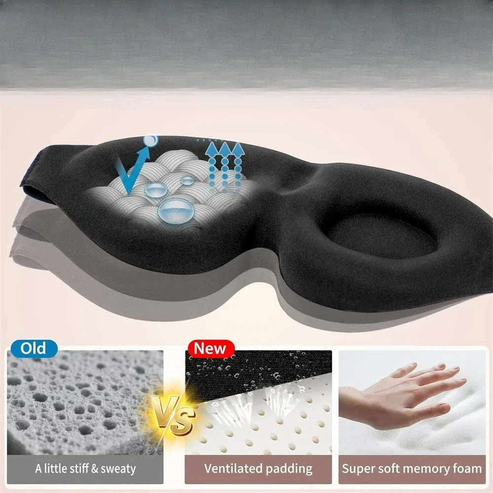 3D Contoured Light Blocking Sleep Mask Ultra-Soft Skin-Friendly Breathable Eye Cover Rest Travel Night Sleep Mask Block 1/2/4 pc