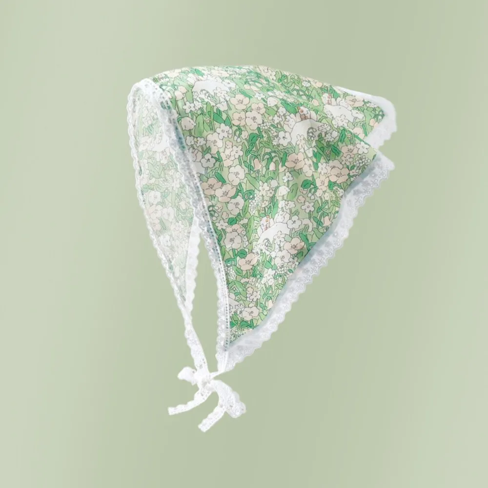 

Корейский стиль, милый хлопковый платок с цветочным принтом, мягкая лента, кружевной треугольный шарф, повязки на голову, бандана, шарф для волос с принтом, весна