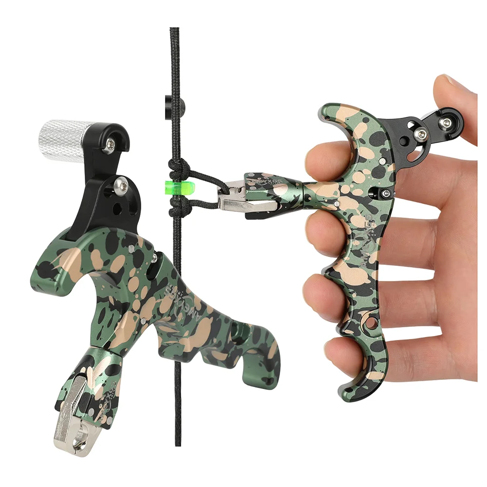 

Складной лук для стрельбы из лука с 4 пальцами, 360° ° Вращающийся охотничий отпуск большого пальца, левый/правый алюминиевый сплав, регулируемые аксессуары для стрельбы