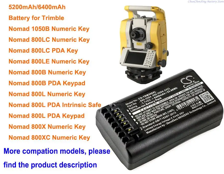 

5200mAh/6400mAh Battery for Trimble Nomad 1050B,800LC, 800LE , 800L, 800X