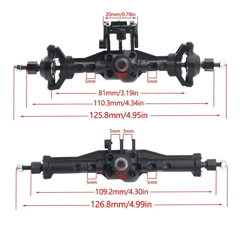 Front Axle Set Complete With Servo Mount For 1/18 Traxxas Trx-4M Trx4m RC Crawler Upgrade Parts