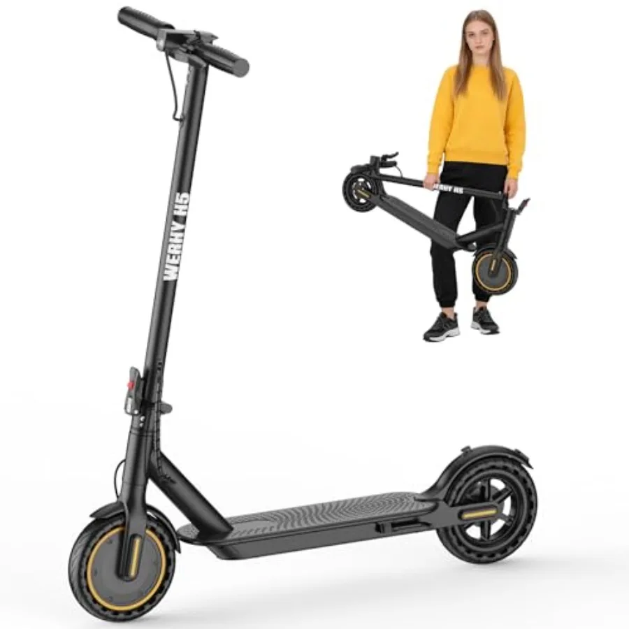 

Electric Scooter for urban commuting, aluminum alloy frame, matte black finish, foldable design with 500/350W dual-power motor