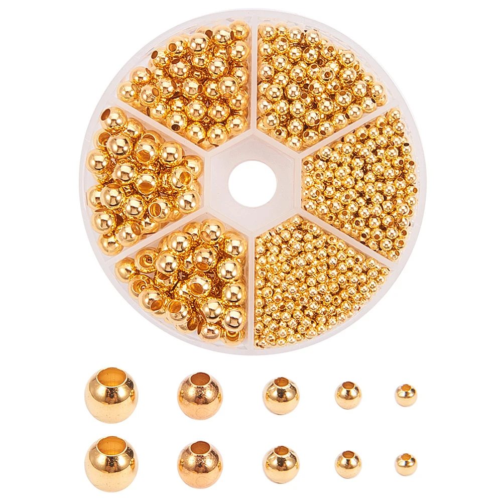 

1box Brass Smooth Round Beads Seamed Spacer Beads 1.8~6mm Hole: 0.8~3mm