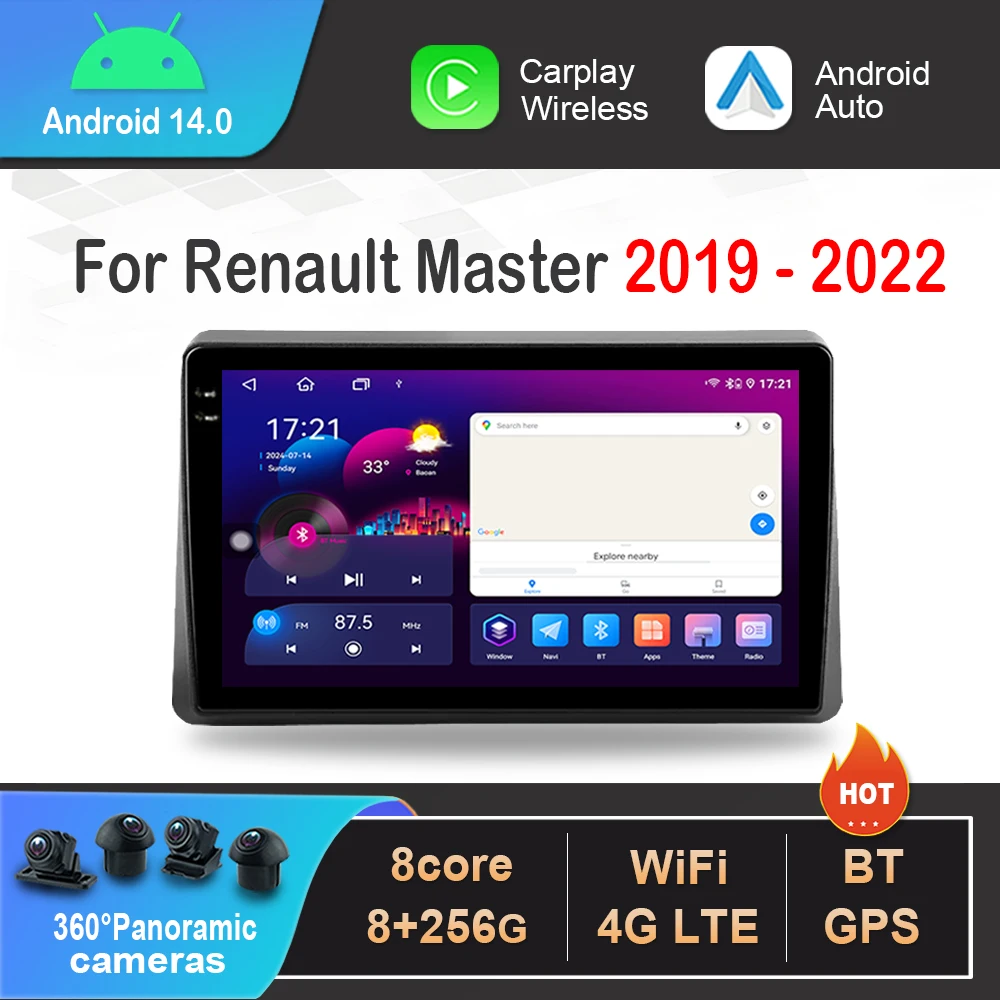 

10.1 inch Android 14 Wireless Carplay GPS Navigation 4G for Renault Master 2019 2020 - 2022 Car Video Redio Player DSP 4G Wifi