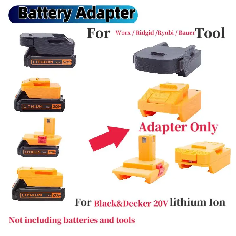 

Battery Adapter Converter For Black&Decker 20V Lithium Converter To Worx / Ridgid /Ryobi / Bauer Brushless Tools (Only Adapter)