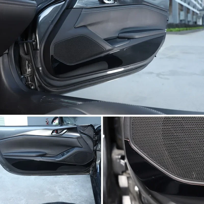 PVC Epoxy Black Car Inner Door Panel Anti Kick Trim Sticker Interior Car Accessories For Mazda MX-5 ND 2016-2023