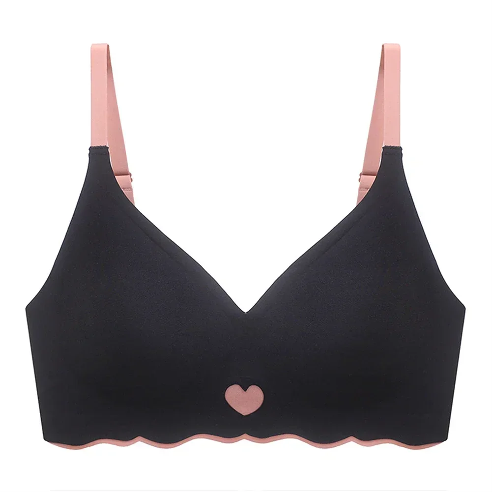 New Womens Seamless Without Steel Rings Adjustable Underwear Push Up No Wire Thin Bra Breathable Heart Patterned Female Bras