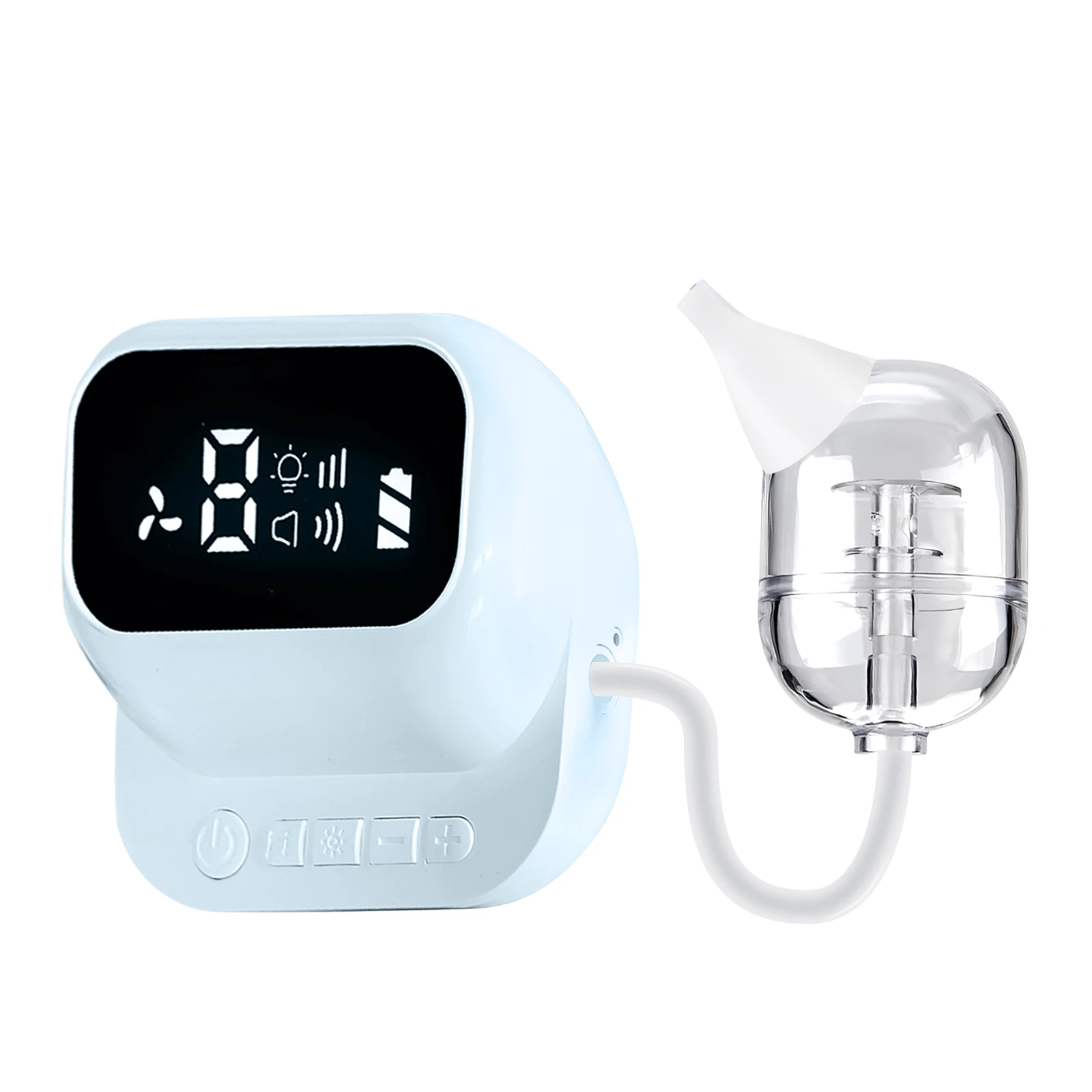 

Baby Nasal Aspirator with 9 Suction Levels, Rechargeable Snot Sucker for Newborns, 2 Silicone Nozzles, Music & Night Light