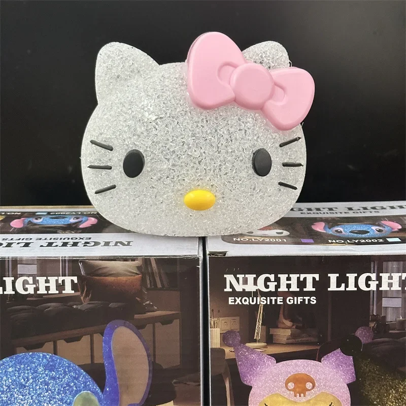 Cartoon Hello Kitty Particle Projection Night Light Kuromi Model Small Table Lamp Children Desktop Lighting Birthday Gifts