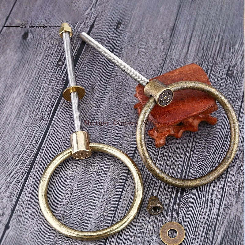 Chinese antique door pure copper ring handle old-fashioned door ring handle retro decorative solid wood door