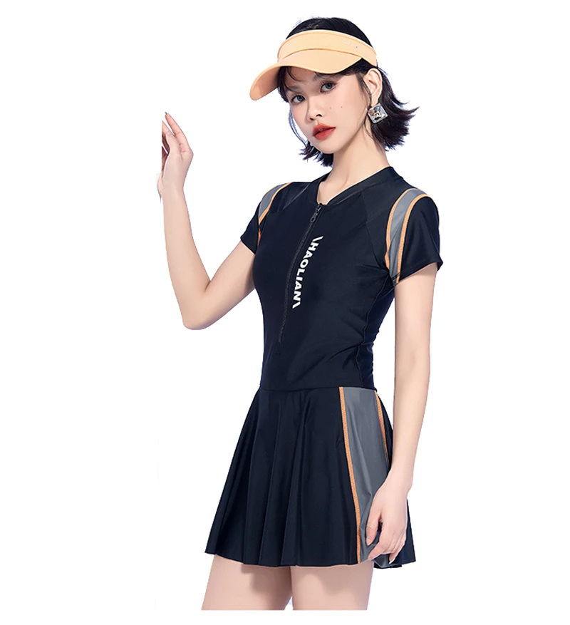 Women Swimsuit Plus Size Swimwear One Piece Bathing Suit With Skirt Conservative Beachwear Built-in sSafety Shorts