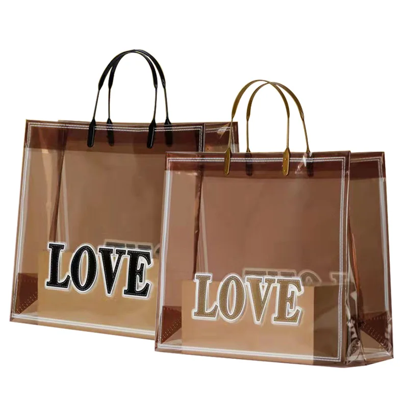 1pcs Reusable PVC Shopping Pouch Transparent Waterproof Shopping Bag Casual Reusable Handbag Fashion Eco Bag Modern Tote Bag