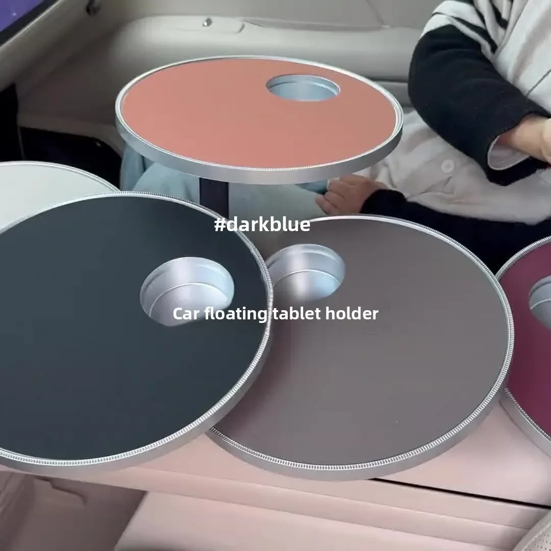 360 Degree Rotating Car Floating Tray Table with Silicone Cushion Shock Absorbing Cup Holder Compact Vehicle Dining Shelf
