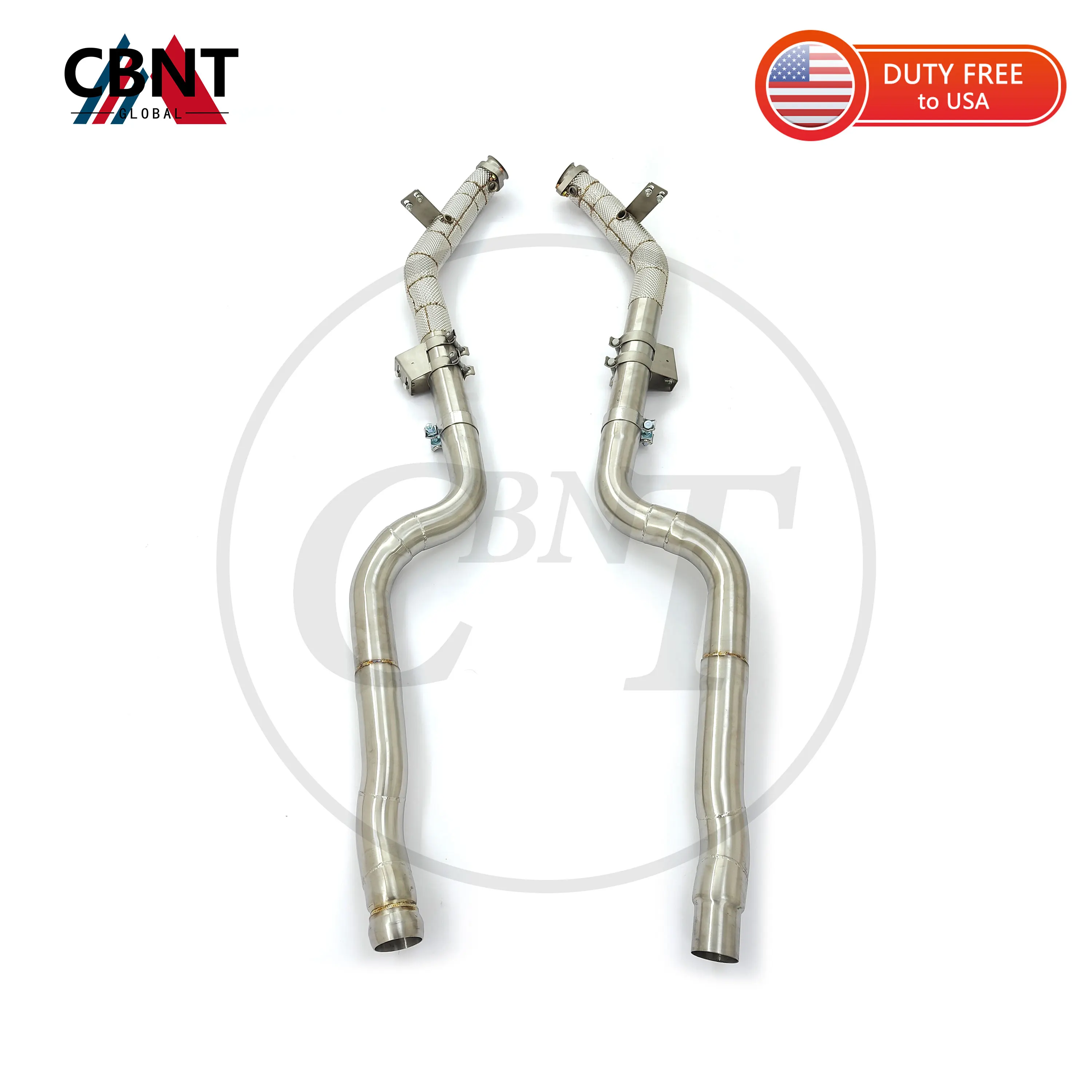 

CBNT Racing Downpipes for Mercedes Benz CLS550 5.5T Exhaust Header with Heat Shield Free Flow Performance SS304 Exhust Pipe