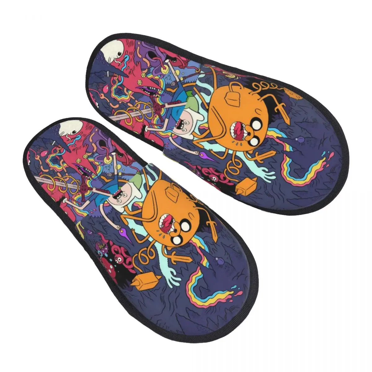 Custom Finn And Jake Soft Memory Foam House Slippers Women A-Adventure Time Cozy Warm Anti-skid Sole Slipper