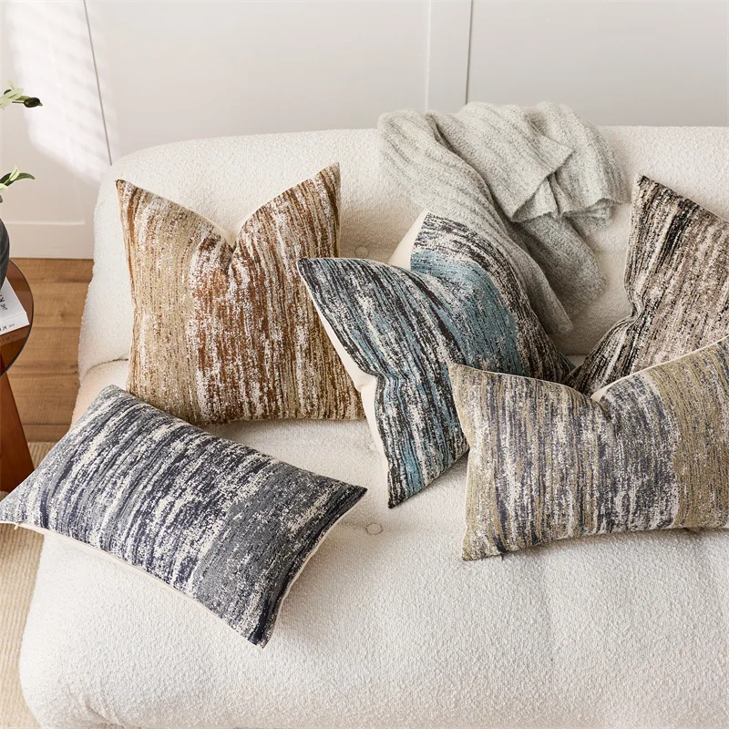 Jacquard Cushion Covers Chenille Striped Pillow Case Couch Home Textured Bed Pillowcases Accent Pillows Couch Home Decorative