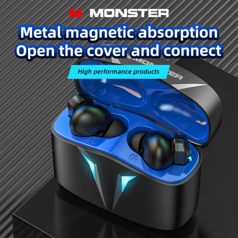 Original Monster XKT06 Low lantency Earphone TWS Wireless Bluetooth 5.2 Headset Sports Earbuds Gaming Noise Reduction Headphones